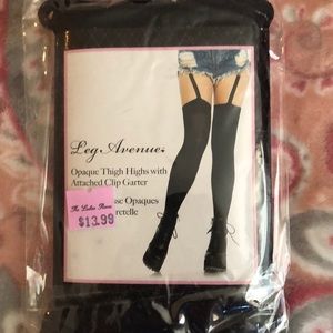 Opaque thigh high with attached garter